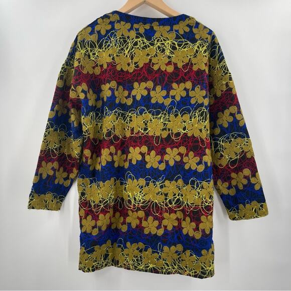 ZARA Sweater Dress Size Medium Embroidered Yarn Flower Knit Boiled Wool Blend - Picture 3 of 15